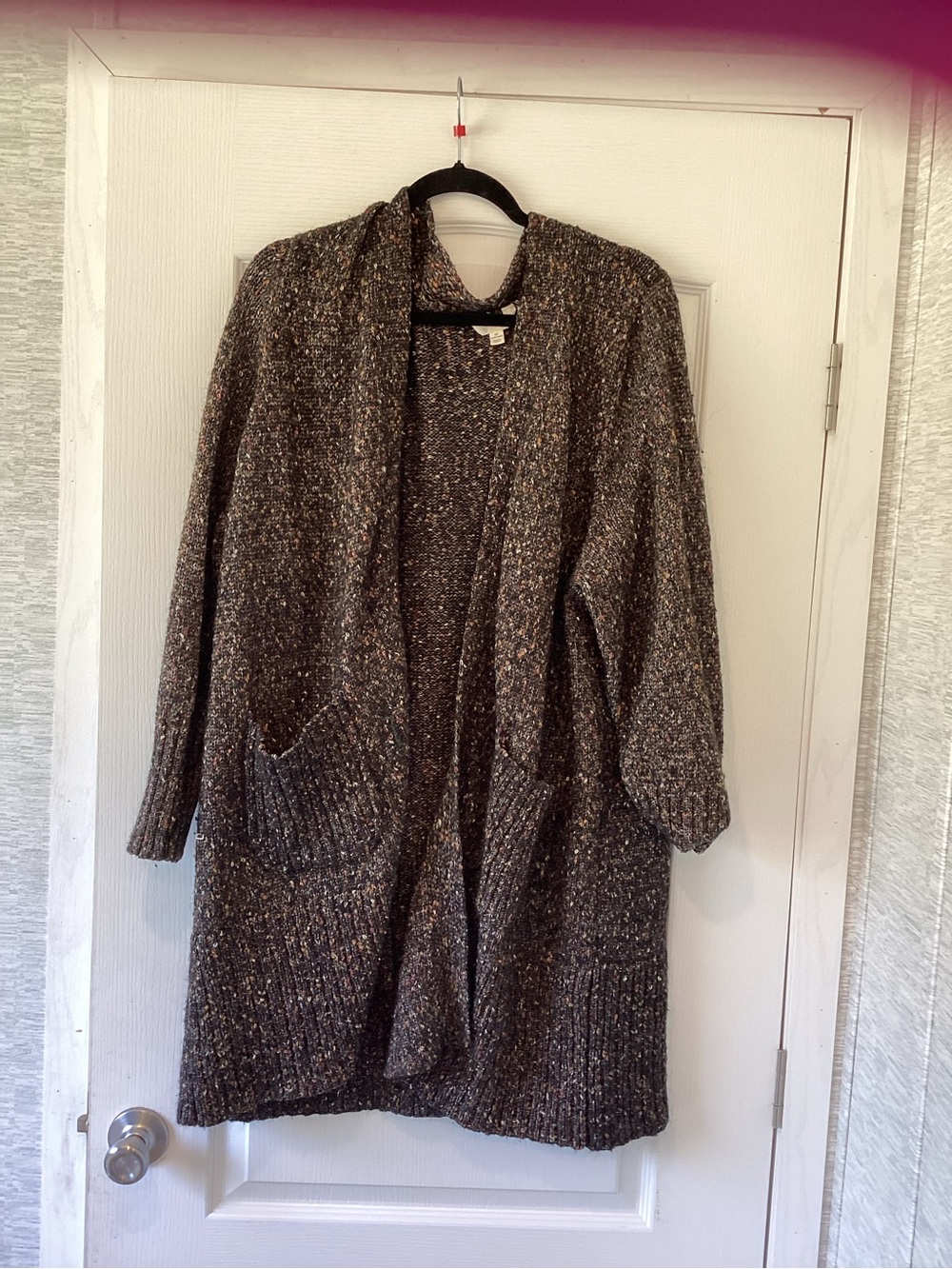 Terra & Sky Brown Speckle Open-Front Knit Cardigan 2X EUC